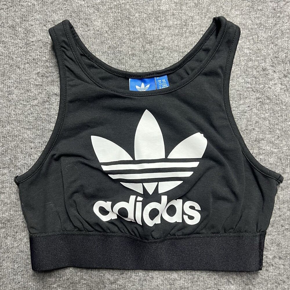 Adidas Trefoil Sports Bra Women’s XS Black Crop Top NWT NEW